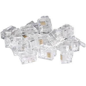 river fox 100 pcs 6p4c rj11 modular transparent clearplug crimp connector for stranded telephone cord cable wire