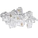 River Fox 100 Pcs 6P4C RJ11 Modular Transparent Clear,Plug Crimp Connector for Stranded Telephone Cord Cable Wire
