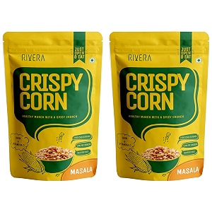 rivera crispy corn pack of 2 masala-87g each  high iron snacks  zero cholesterol  zero trans fat  healthy snacks