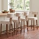 RIVOVA 26” Bar Stools Set of 4 Counter Height Bar Stool, Modern Kitchen Barstools with Back and Wood Legs, Farmhouse Upholstered Island Stools Countertop Bar Chairs, Beige