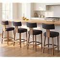 RIVOVA 26” Bar Stools Set of 4 Counter Height Bar Stools Modern Kitchen Bar Stools with Back and Solid Wood Legs, Farmhouse Upholstered Island Stools Countertop Bar Chairs, Charcoal