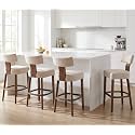 RIVOVA 30” Bar Stools Set of 4 Counter Height Bar Stools Modern Kitchen Barstools with Back and Solid Wood Legs, Farmhouse Upholstered Island Chairs Countertop Bar Chairs, Beige