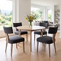 RIVOVA Linen Dining Chairs Set of 4, Modern Dining Chair with Curved Backrest and Wood Legs Upholstered Dining Chairs Farmhouse Dining Room Chairs Kitchen Chairs, Charcoal