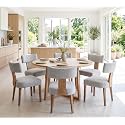 RIVOVA Linen Dining Chairs Set of 6, Modern Dining Chair with Wood Legs, Upholstered Dining Chairs for Dining Room, Kitchen, Vanity, Living Room, Grey