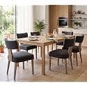 RIVOVA Linen Dining Chairs Set of 6, Modern Dining Chair with Curved Backrest and Wood Legs Upholstered Dining Chairs Farmhouse Dining Room Chairs Kitchen Chairs, Charcoal