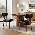RIVOVA Mid Century Modern Dining Chairs Set of 2 PU Leather Upholstered Side Chairs, Modern Kitchen Armless Parson Chairs Solid Wood Dining Chairs, Black