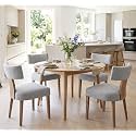 RIVOVA Mid Century Modern Dining Chairs Set of 4, Farmhouse Linen Fabric Upholstered Dining Room Chairs Kitchen Chairs with Curved Backrest Wood Legs, Grey