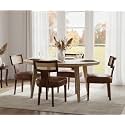 RIVOVA Mid Century Modern Dining Chairs Set of 4 Rattan Kitchen Chairs PU Leather Upholstered Side Chairs, Modern Kitchen Armless Solid Wood Dining Chairs, Brown
