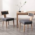 RIVOVA Mid Century Modern Dining Chairs Set of 2 Linen Fabric Upholstered Kitchen Side Chairs with Nailhead Trim, Modern Kitchen Armless Solid Wood Dining Chairs, Charcoal