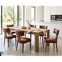 RIVOVA Mid Century Modern Dining Chairs Set of 6 PU Leather Upholstered Side Chairs, Modern Kitchen Armless Parson Chairs Solid Wood Dining Chairs, Brown
