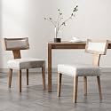 RIVOVA Mid Century Modern Dining Chairs Set of 2 PU Leather Upholstered Kitchen Side Chairs with Nailhead Trim, Modern Kitchen Armless Solid Wood Dining Chairs, Grey