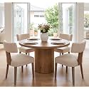 RIVOVA Mid Century Modern Dining Chairs Set of 4 Upholstered Linen Fabric Dining Chairs Curved Backrest Farmhouse Dining Room Chairs Kitchen Chairs with Wood Legs, Beige