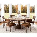 RIVOVA Mid Century Modern Dining Chairs Set of 6, Farmhouse Dining Chairs with Nailhead Trim, Faux Leather Upholstered Dining Room Chairs Kitchen Chairs with Wood Legs, Brown