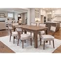 RIVOVA Mid Century Modern Dining Chairs Set of 6 Linen Fabric Upholstered Kitchen Side Chairs with Nailhead Trim, Modern Kitchen Armless Solid Wood Dining Chairs, Beige