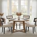 RIVOVA Mid Century Modern Dining Chairs Set of 4 Linen Fabric Upholstered Kitchen Side Chairs with Nailhead Trim, Modern Kitchen Armless Solid Wood Dining Chairs, Beige