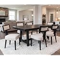 RIVOVA Mid Century Modern Dining Chairs Set of 6 Linen Fabric Upholstered Kitchen Side Chairs with Nailhead Trim, Modern Kitchen Armless Solid Wood Dining Chairs, Beige
