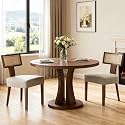 RIVOVA Rattan Dining Chairs Set of 2, Mid-Century Modern Dining Chair, Kitchen Dining Room Chairs, Curved Cane Back Upholstered PU Leather Dining Chairs with Wood Frame, Grey