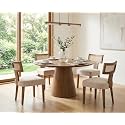 RIVOVA Rattan Dining Chairs Set of 4, Mid Century Modern Dining Chair Upholstered Linen Fabric Kitchen Side Chair, Modern Kitchen Armless Solid Wood Dining Chairs, Beige