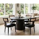 RIVOVA Rattan Dining Chairs Set of 4, Modern PU Leather Upholstered Kitchen Chairs, Wooden Dining Room Chair Farmhouse Dinner Chair, Black
