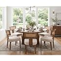 RIVOVA Rattan Dining Chairs Set of 6, Modern Dining Chair Kitchen Dining Room Chairs, Curved Cane Back Upholstered Linen Fabric Dining Chair with Wood Frame, Beige