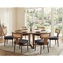 RIVOVA Rattan Dining Chairs Set of 6, Modern Fabric Upholstered Kitchen Chairs, Wooden Dining Room Chair Farmhouse Dinner Chair, Charcoal