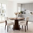 RIVOVA Set of 2 Modern Dining Chairs, Farmhouse Velvet Upholstered Dining Room Chairs Kitchen Chairs Side Armless Chairs with Curved Backrest Wood Legs, Cream