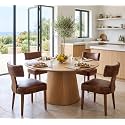 RIVOVA Set of 4 Mid Century Modern Dining Chairs, Farmhouse PU Leather Upholstered Dining Room Chairs Kitchen Chairs Side Armless Chairs with Curved Backrest Wood Legs, Brown