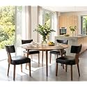RIVOVA Set of 4 Mid Century Modern Dining Chairs, Farmhouse PU Leather Upholstered Dining Room Chairs Kitchen Chairs Side Chairs with Curved Backrest Wood Legs, Black