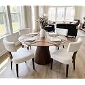 RIVOVA Set of 4 Modern Dining Chairs, Farmhouse Velvet Upholstered Dining Room Chairs Kitchen Chairs Side Armless Chairs with Curved Backrest Wood Legs, Cream
