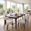 RIVOVA Set of 6 Modern Dining Chairs, Farmhouse Velvet Upholstered Dining Room Chairs Kitchen Chairs Side Armless Chairs with Curved Backrest Wood Legs, Cream