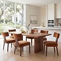 RIVOVA Set of 6 Modern Dining Chairs, Farmhouse Velvet Upholstered Dining Room Chairs Kitchen Chairs Side Armless Chairs with Curved Backrest Wood Legs, Yellow Brown