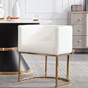RIVOVA Upholstered Dining Chair, Modern Barrel Side Armchair Upholstered Dining Room Chairs Comfy Armchair Kitchen Side Chair for Living Room, White PU Leather
