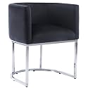 RIVOVA Upholstered Dining Chair, Modern Barrel Side Armchair Dining Room Chairs Comfy Armchair Kitchen Side Chair with Chrome Metal Legs, Black Velvet