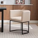 RIVOVA Upholstered Dining Chair, Modern Barrel Side Armchair Upholstered Dining Room Chairs Comfy Armchair Kitchen Side Chair for Living Room, Linen Beige