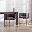 RIVOVA Upholstered Dining Chairs Set of 2, Modern Barrel Side Armchair Upholstered Dining Room Chairs Comfy Armchair Kitchen Side Chair for Living Room, Linen Charcoal