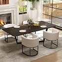 RIVOVA Upholstered Dining Chairs Set of 4, Modern Barrel Side Armchair Upholstered Dining Room Chairs Comfy Armchair Kitchen Side Chair for Living Room, Linen Beige