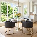 RIVOVA Upholstered Dining Chairs Set of 4, Modern Barrel Side Armchair Upholstered Dining Room Chairs Comfy Armchair Kitchen Side Chair for Living Room, Linen Charcoal