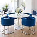 RIVOVA Upholstered Dining Chairs Set of 4, Modern Barrel Side Armchair Dining Room Chairs Comfy Armchair Kitchen Side Chair with Chrome Metal Legs, Blue Velvet