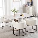 RIVOVA Upholstered Dining Chairs Set of 4, Modern Barrel Side Armchair Upholstered Dining Room Chairs Comfy Armchair Kitchen Side Chair for Living Room, White PU Leather