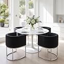 RIVOVA Upholstered Dining Chairs Set of 4, Modern Barrel Side Armchair Dining Room Chairs Comfy Armchair Kitchen Side Chair with Chrome Metal Legs, Black Velvet