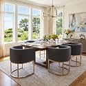 RIVOVA Upholstered Dining Chairs Set of 6, Modern Barrel Side Armchair Upholstered Dining Room Chairs Comfy Armchair Kitchen Side Chair for Living Room, Linen Charcoal