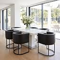RIVOVA Upholstered Dining Chairs Set of 6, Modern Barrel Side Armchair Upholstered Dining Room Chairs Comfy Armchair Kitchen Side Chair for Living Room, Black PU Leather