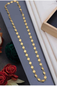 riwaah creations 22k coin laxmi gini necklace 28 inch long gold-plated plated brass chain