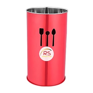 34crest stainless steel cutlery holder  elegant and durable utensil organizer for modern kitchens  utensil organizer for spatulas skimmers and more red