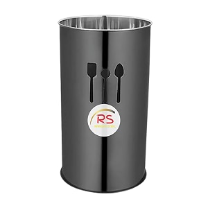34crest stainless steel cutlery holder  elegant and durable utensil organizer for modern kitchens  utensil organizer for spatulas skimmers and more black