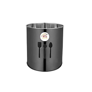 stainless steel cutlery holder  spoon stand  cutlery organizer  spoon holder for kitchen amp dining table black  10x12cm  pack of 1