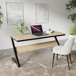 riyan luxiwood z type study table in engineering wood 3 years warranty home amp office desk easy assemble space saver amp easy cleaning color-beige size-120x60x75cm