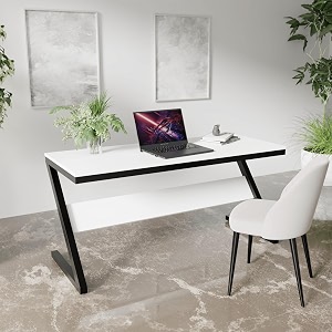 riyan luxiwood z type study table in engineering wood 3 years warranty home amp office table sturdy structure easy assemble space saver amp easy cleaning color-white
