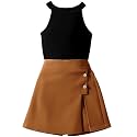 RIYANSHI Girls Sleeveless Ribbed Top amp Button