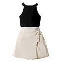 RIYANSHI Girls Sleeveless Ribbed Top amp Button